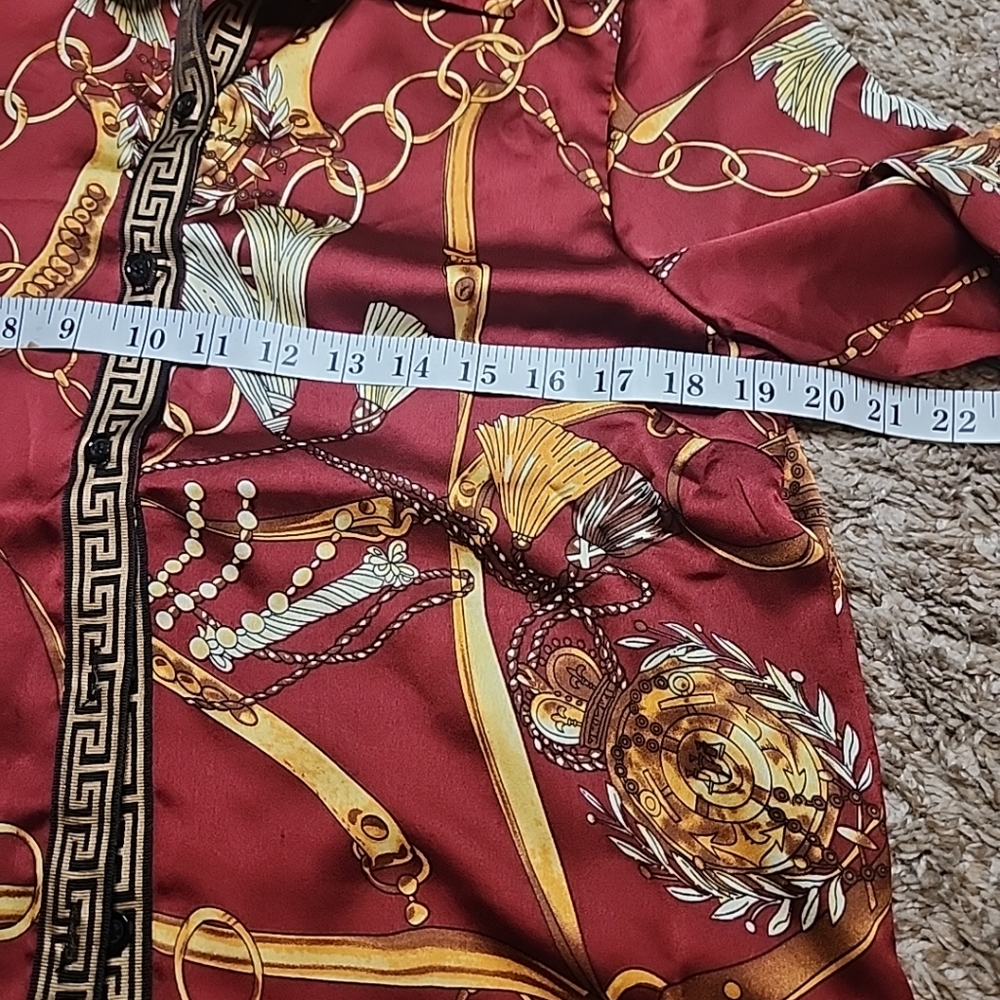 BOOHOO Chain Print Red Long Sleeves Shirt - Picture 8 of 8